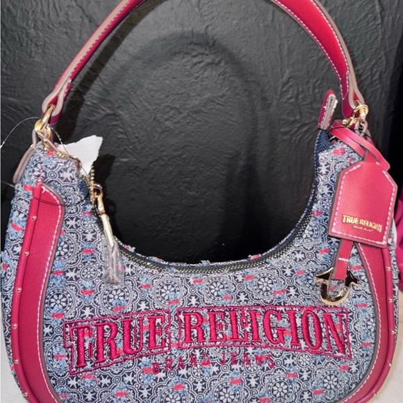 True Religion Pink and Blue Hobo Bag - Picture 1 of 2